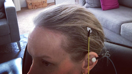 EEG sensors on head